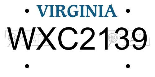 WXC2139 Virginia License Plate
