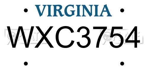 WXC3754 Virginia License Plate