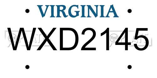 WXD2145 Virginia License Plate