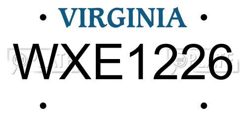 WXE1226 Virginia License Plate