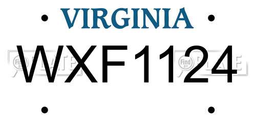 WXF1124 Virginia License Plate