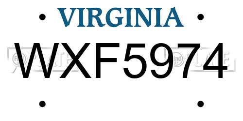 WXF5974 Virginia License Plate