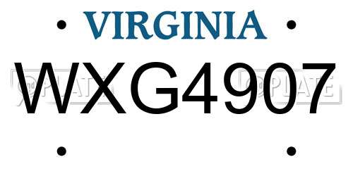 WXG4907 Virginia License Plate