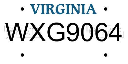 WXG9064 Virginia License Plate