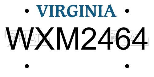 WXM2464 Virginia License Plate