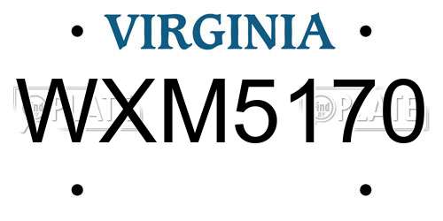 WXM5170 Virginia License Plate