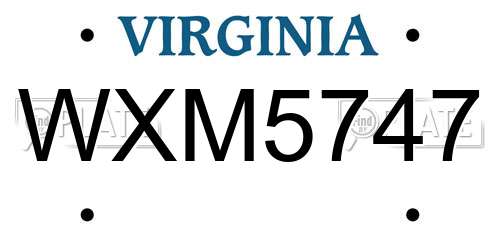 WXM5747 Virginia License Plate
