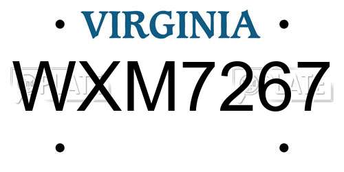WXM7267 Virginia License Plate