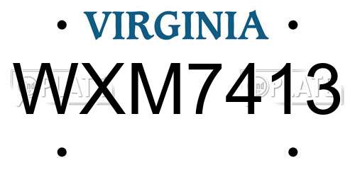 WXM7413 Virginia License Plate