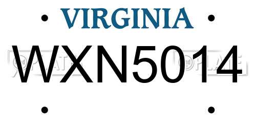 WXN5014 Virginia License Plate
