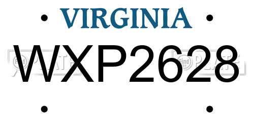 WXP2628 Virginia License Plate