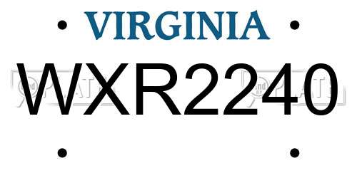 WXR2240 Virginia License Plate