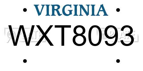 WXT8093 Virginia License Plate