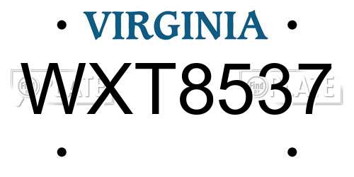 WXT8537 Virginia License Plate