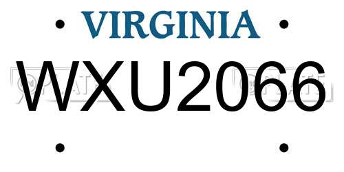 WXU2066 Virginia License Plate