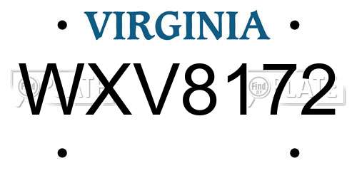 WXV8172 Virginia License Plate