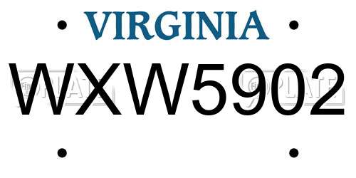 WXW5902 Virginia License Plate