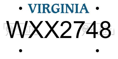 WXX2748 Virginia License Plate