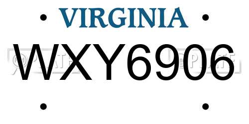 WXY6906 Virginia License Plate