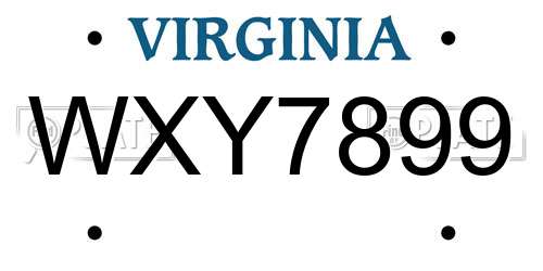 WXY7899 Virginia License Plate