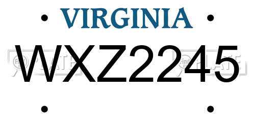 WXZ2245 Virginia License Plate