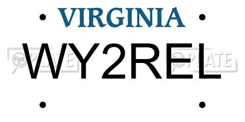 WY2REL Virginia License Plate