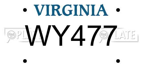 WY477 Virginia License Plate