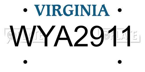 WYA2911 Virginia License Plate