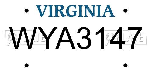 WYA3147 Virginia License Plate