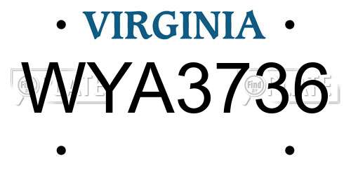 WYA3736 Virginia License Plate