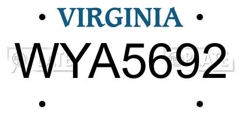 WYA5692 Virginia License Plate