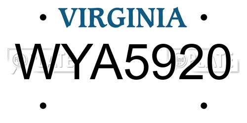 WYA5920 Virginia License Plate