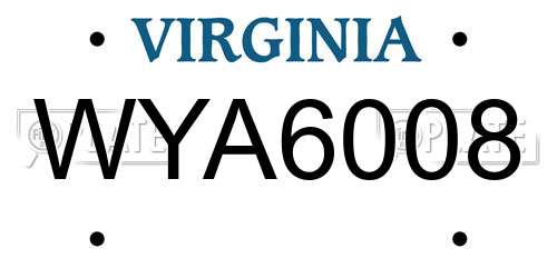 WYA6008 Virginia License Plate