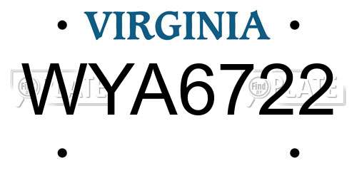 WYA6722 Virginia License Plate