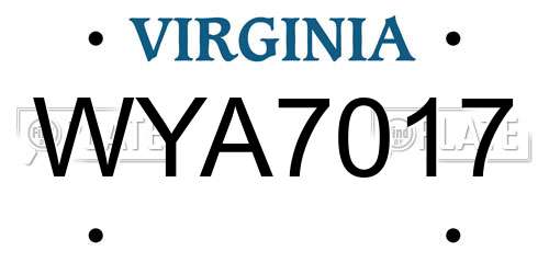 WYA7017 Virginia License Plate