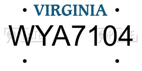 WYA7104 Virginia License Plate