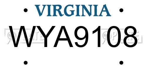 WYA9108 Virginia License Plate