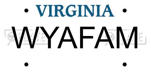 WYAFAM Virginia License Plate