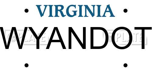 WYANDOT Virginia License Plate
