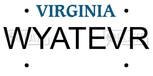 WYATEVR Virginia License Plate