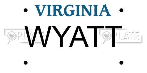 WYATT Virginia License Plate