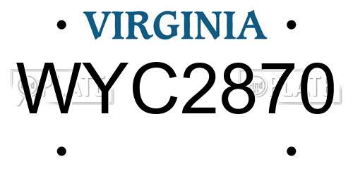 WYC2870 Virginia License Plate