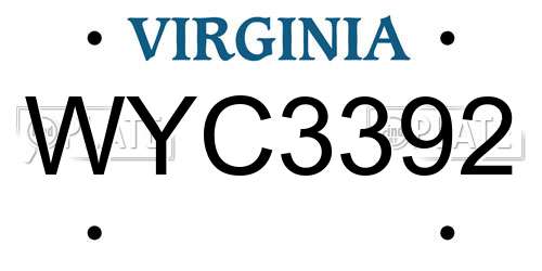WYC3392 Virginia License Plate