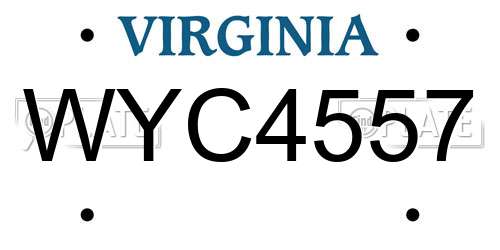WYC4557 Virginia License Plate