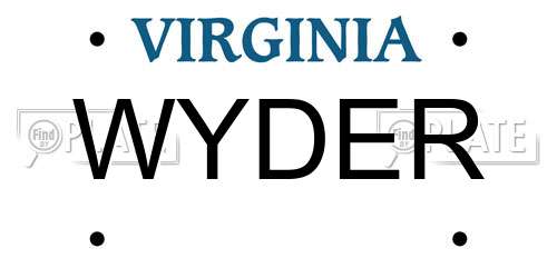 WYDER Virginia License Plate