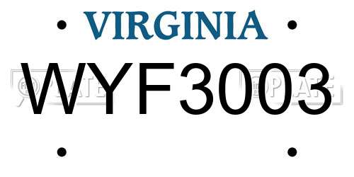 WYF3003 Virginia License Plate