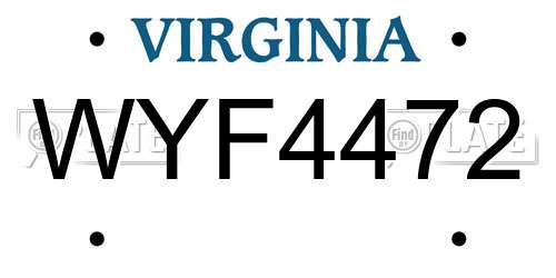 WYF4472 Virginia License Plate