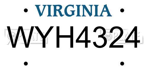 WYH4324 Virginia License Plate