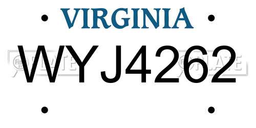WYJ4262 Virginia License Plate