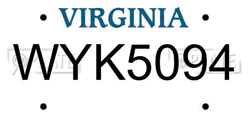WYK5094 Virginia License Plate